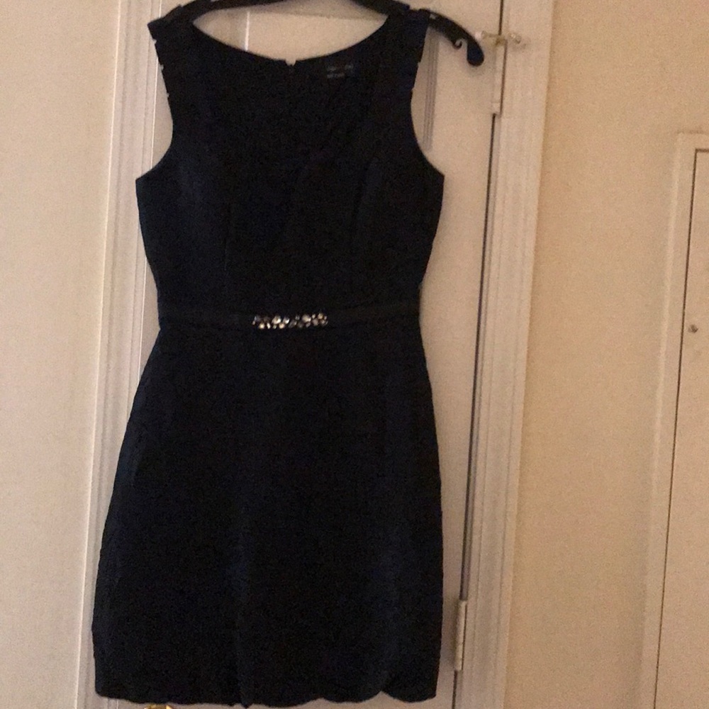 Max and Cleo Black Cocktail Dress Rhinestone Belt